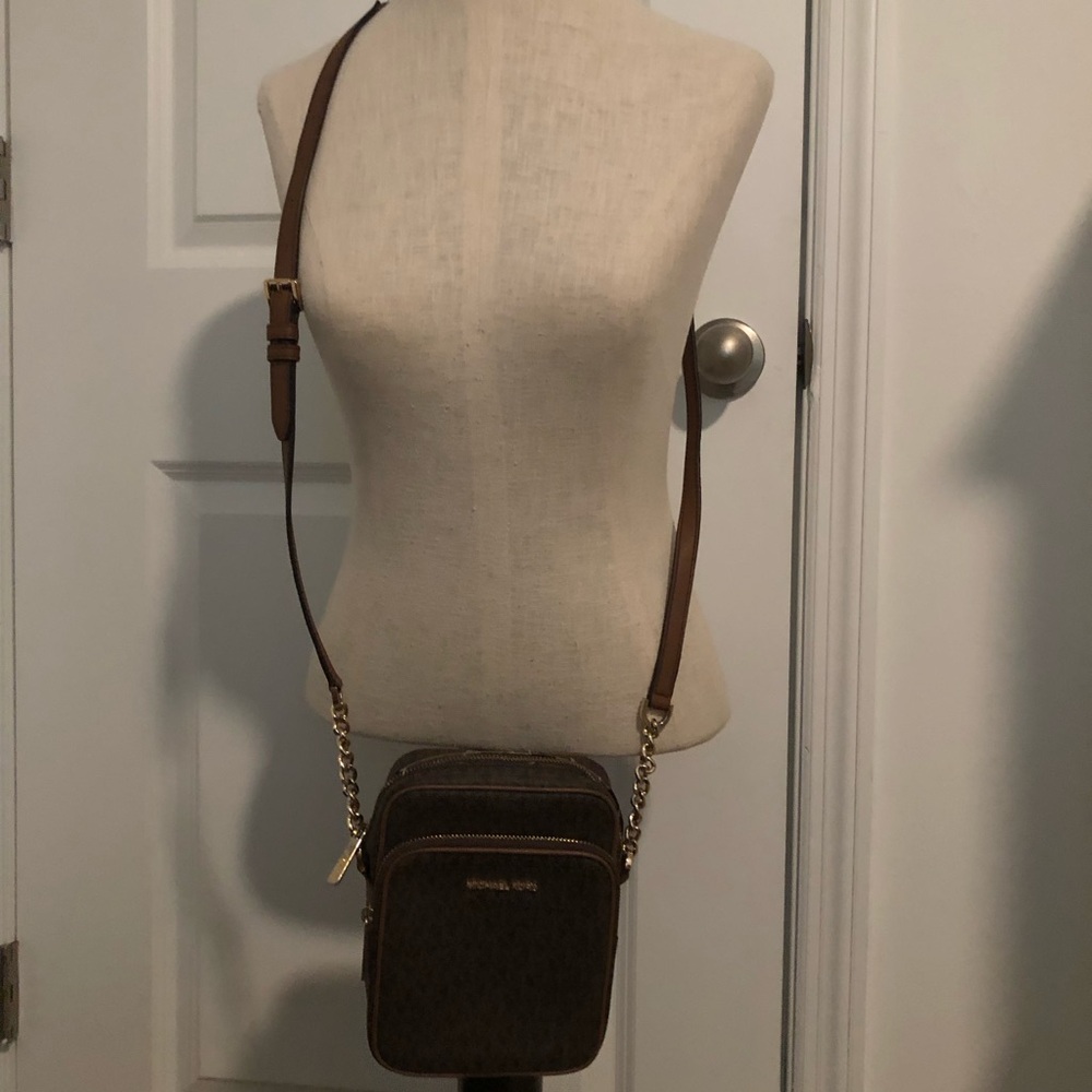Michael Kors Jet Set Travel Brown Signature LogoCrossbody Bag - Picture 5 of 6